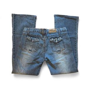 Tough Club Women's Boot Cut Jeans with Embellished Pockets